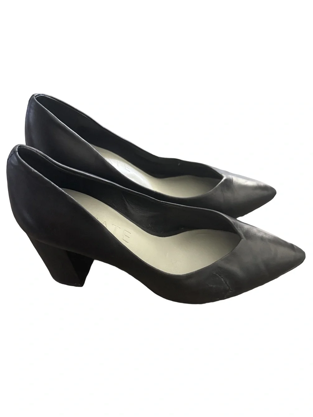 Classic 1.STATE Black Pointed-Toe Leather Heels